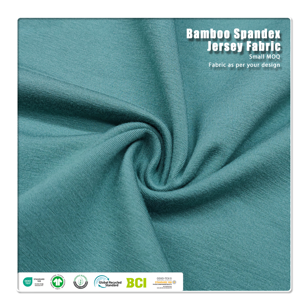 Samþykkt Eco-Advanced bambús-yoga-jersey – Samþykkt samkvæmt OEKO-TEX® Standard 100 og OCS, með náttúrulegum andsbakteríumhrindandi eiginleikum, rækjusogun og fjórfaldri strekkun fyrir sjálfbær árangursklæði