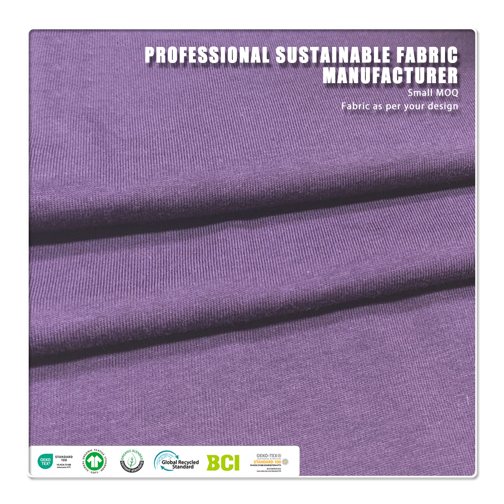 Sehr weicher Single-Jersey-Stoff aus 50 % Bio-Baumwolle und 50 % Aloe-Viskose, feuchtigkeitsabsorbierend, atmungsaktiv, leicht, 148 g/m², für Babyartikel