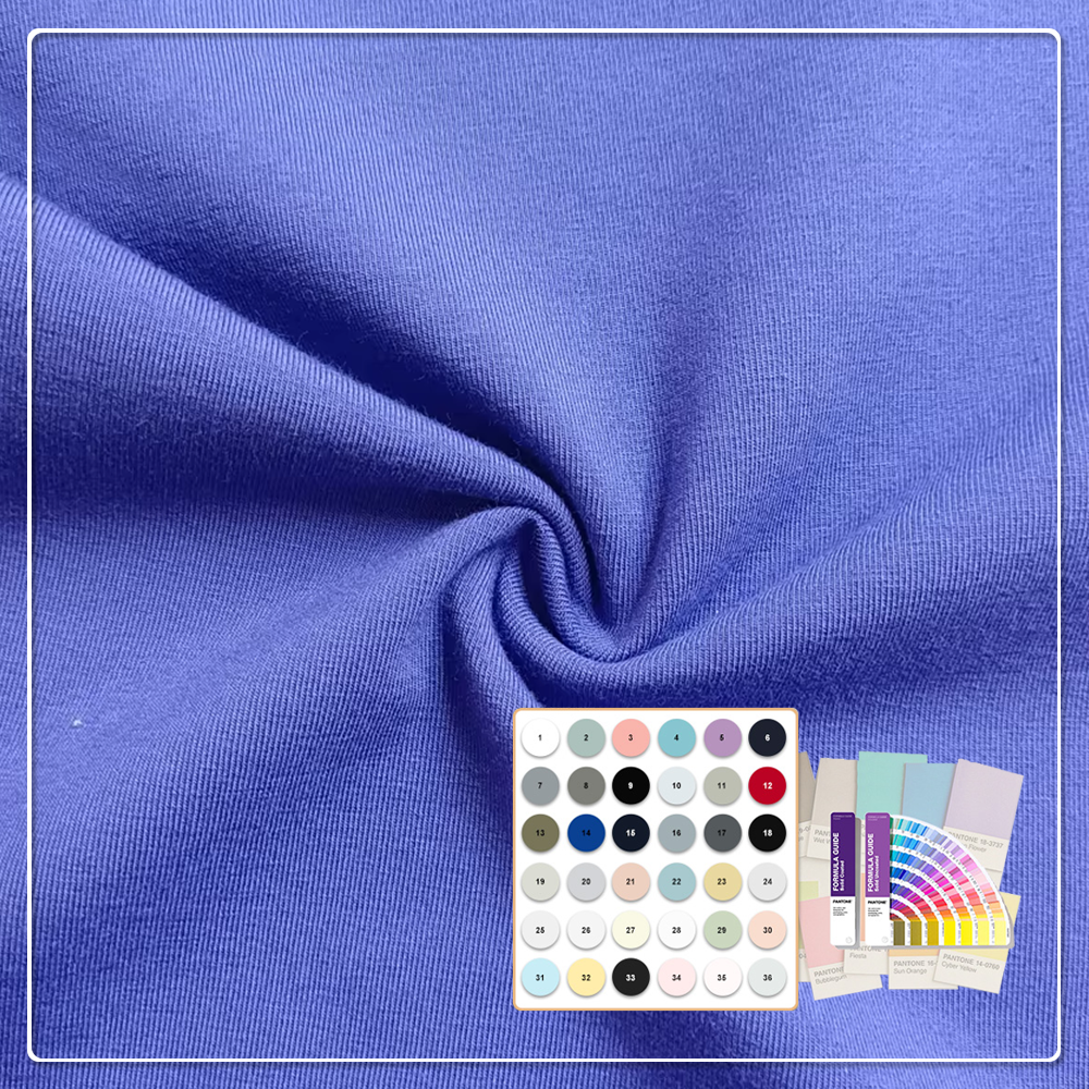 Heat-Insulation Stretch Breathable Anti-Odor Eco-Friendly 90% Cotton 10% Spandex 220gsm Shrink-Resistant Jersey Fabric