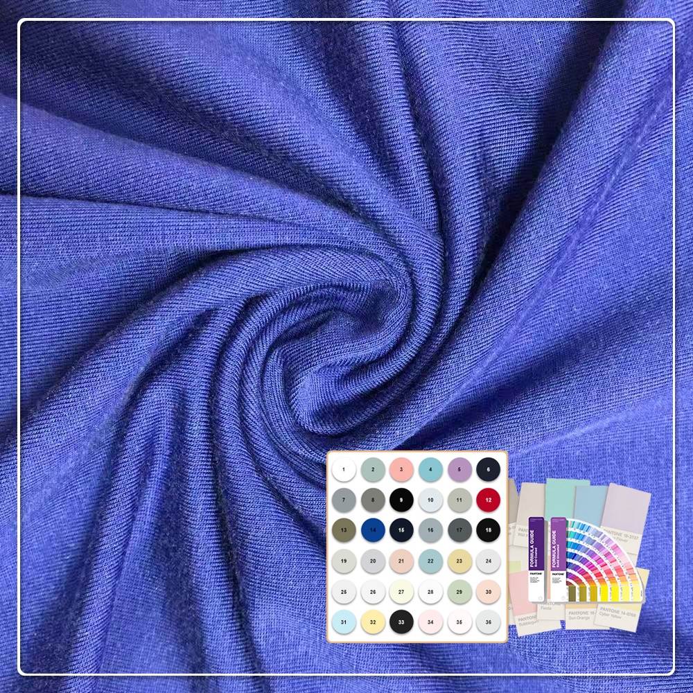 Гипоаллергенная, экологичная, дышащая, влагопоглощающая, лёгкая трикотажная ткань «сингл-джерси» из хлопка с добавлением спандекса, обладающая охлаждающим эффектом