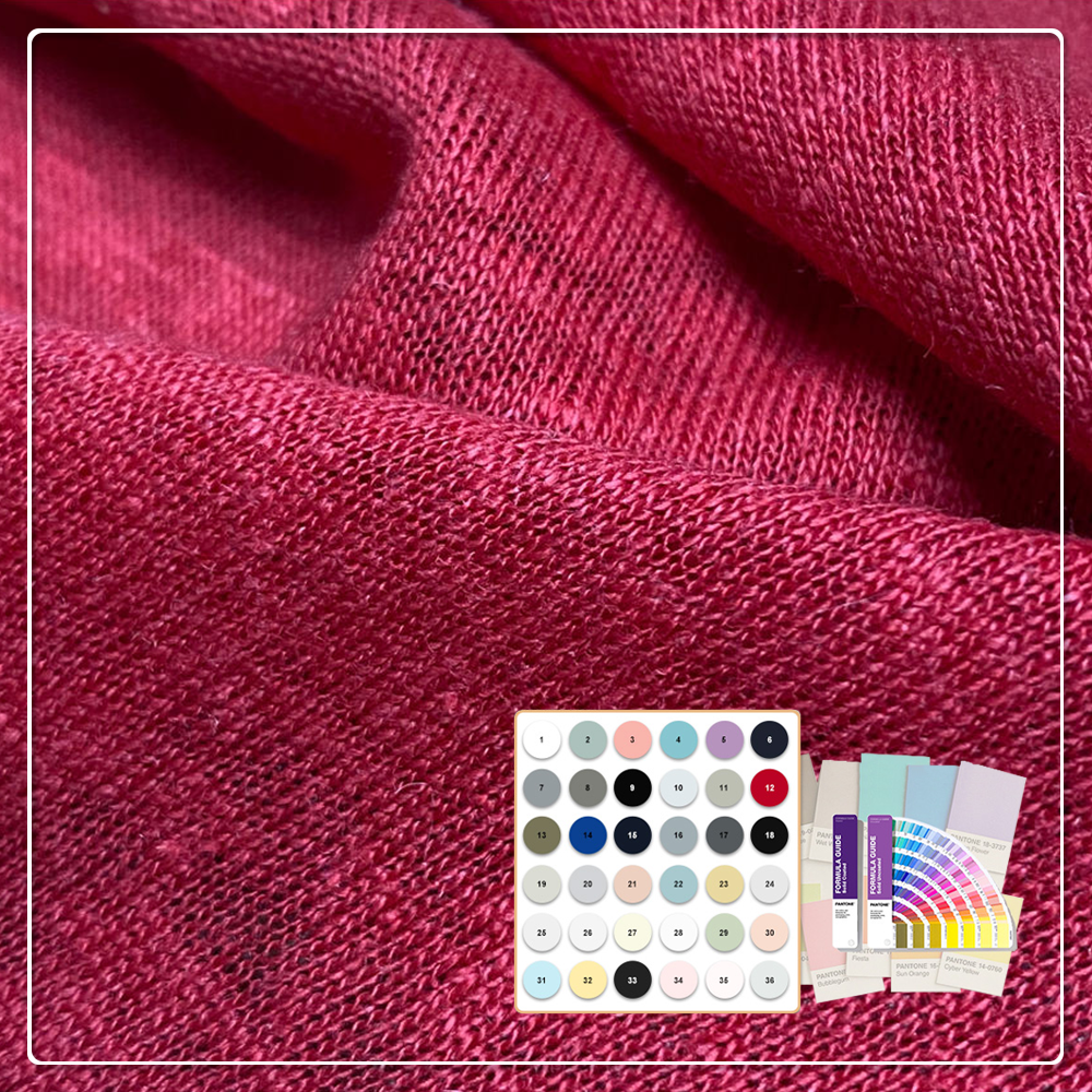 नई लॉन्च: कपड़ों के लिए प्योर ऑर्गेनिक, क्विक-ड्राई, श्वासोच्छ्वास करने योग्य, एकरंगी निटेड सिंगल जर्सी, 100% लिनन का कपड़ा