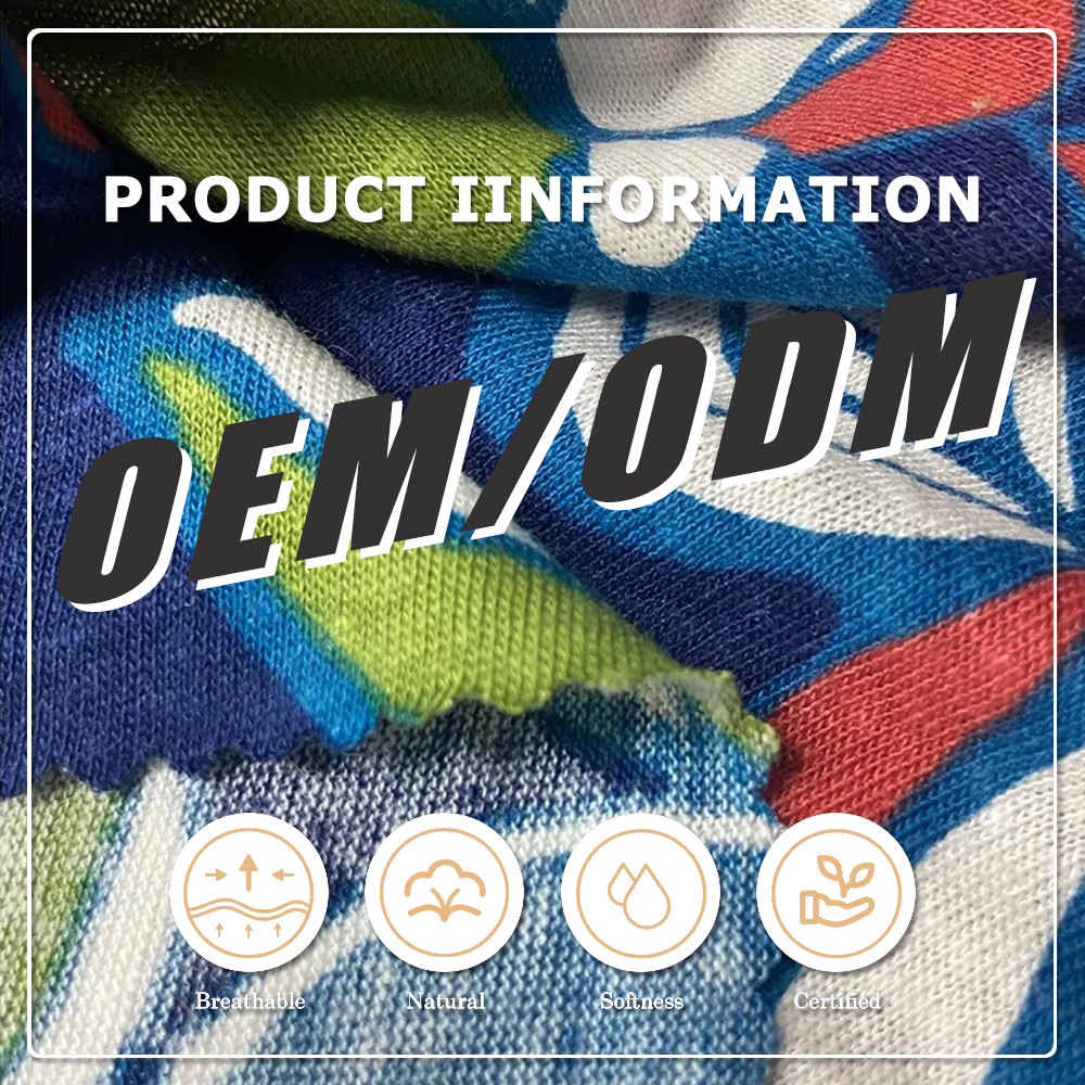 Sürdürülebilir, Çevre Dostu, Dijital Baskılı Örme %100 Keten Kumaş, Nefes Alabilir ve Nem Çekici, Hafif Ağırlıkta, 160 g/m², Çocuk Giysileri İçin