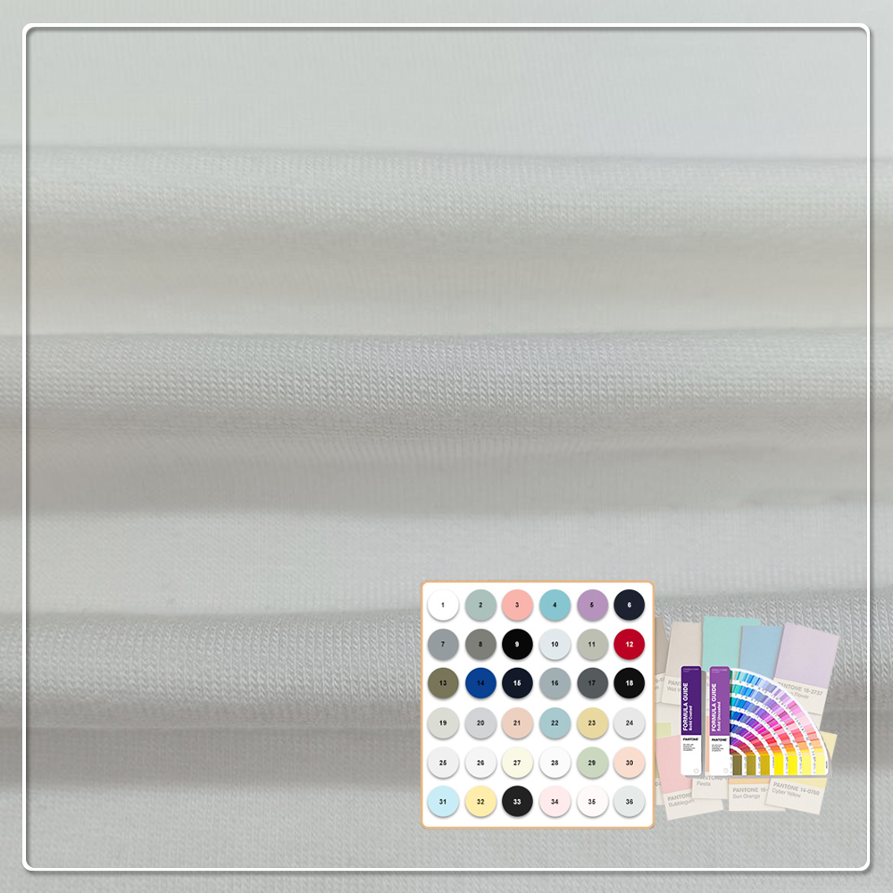 Slätt, antibakteriellt fransk Terry-tyg i 71 % bambulyocell, 24 % kitosan, 5 % spandex för nattkläder