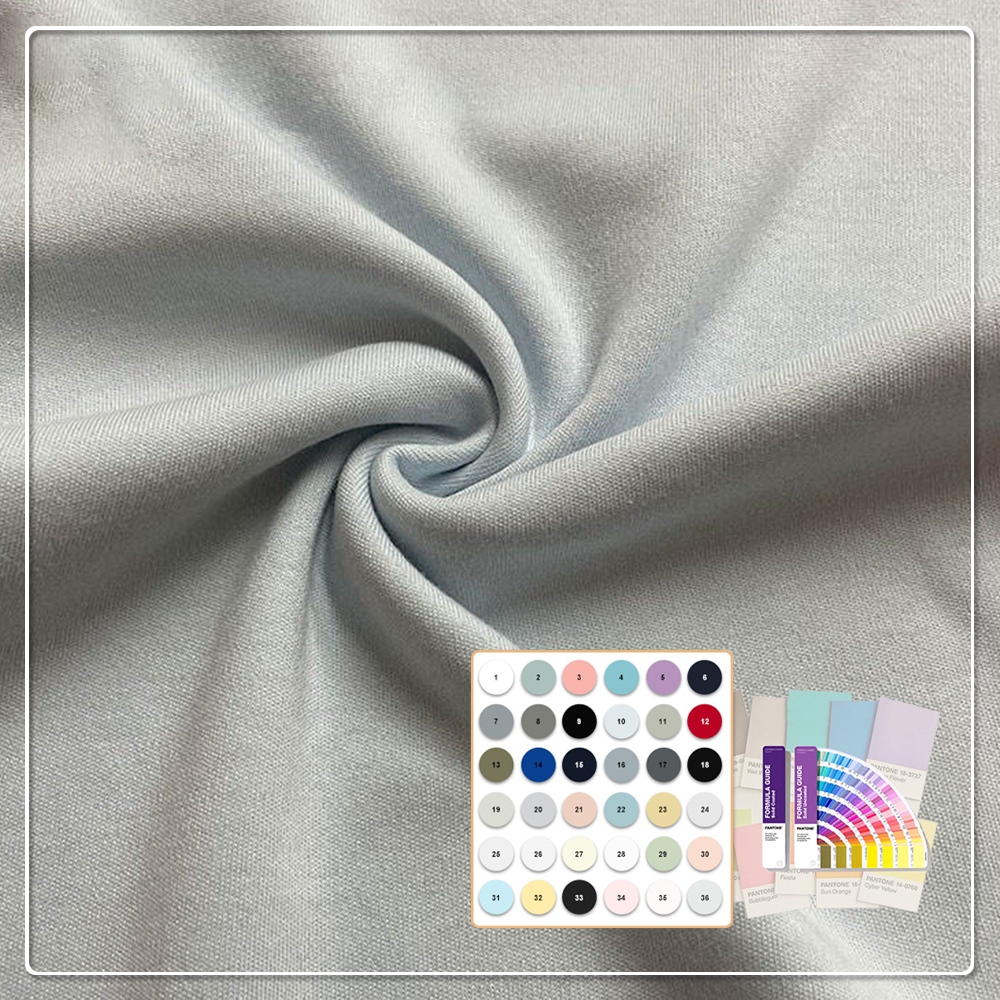 Экологичная, дышащая, антибактериальная трикотажная устойчивая ткань плотностью 200 г/м²: 70 % органического хлопка и 30 % вискозы из мяты, интерлок, для пошива одежды