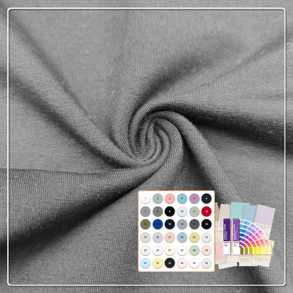 Comfortable Heat-Insulation 40S+40D Sustainable 90% Cotton 10% Spandex 220gsm Medium Weight Plain Dyed Jersey Fabric for T-shirt