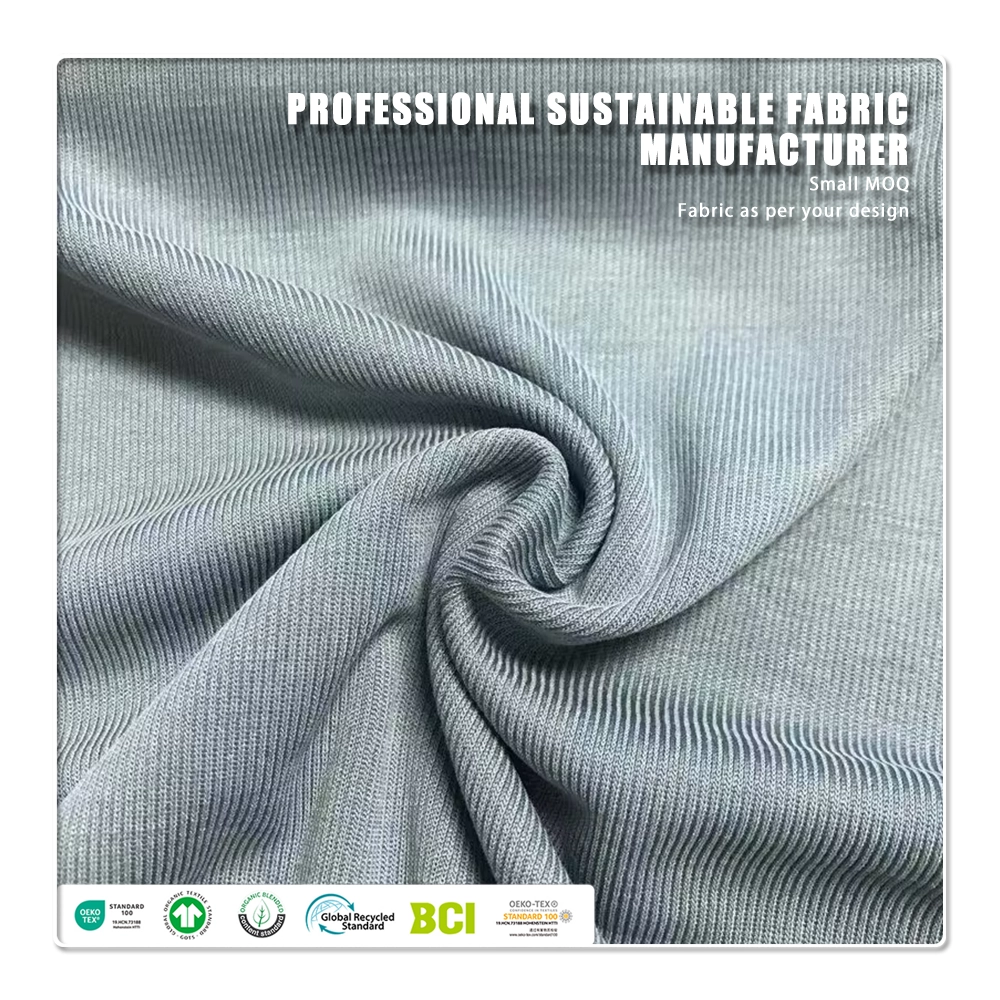 Tänderlinning slitstark, krympbeständig, antistatisk polyesterinterlockfabrik på 210 g/m², bredd 160 cm, certifierad enligt Oeko-Tex