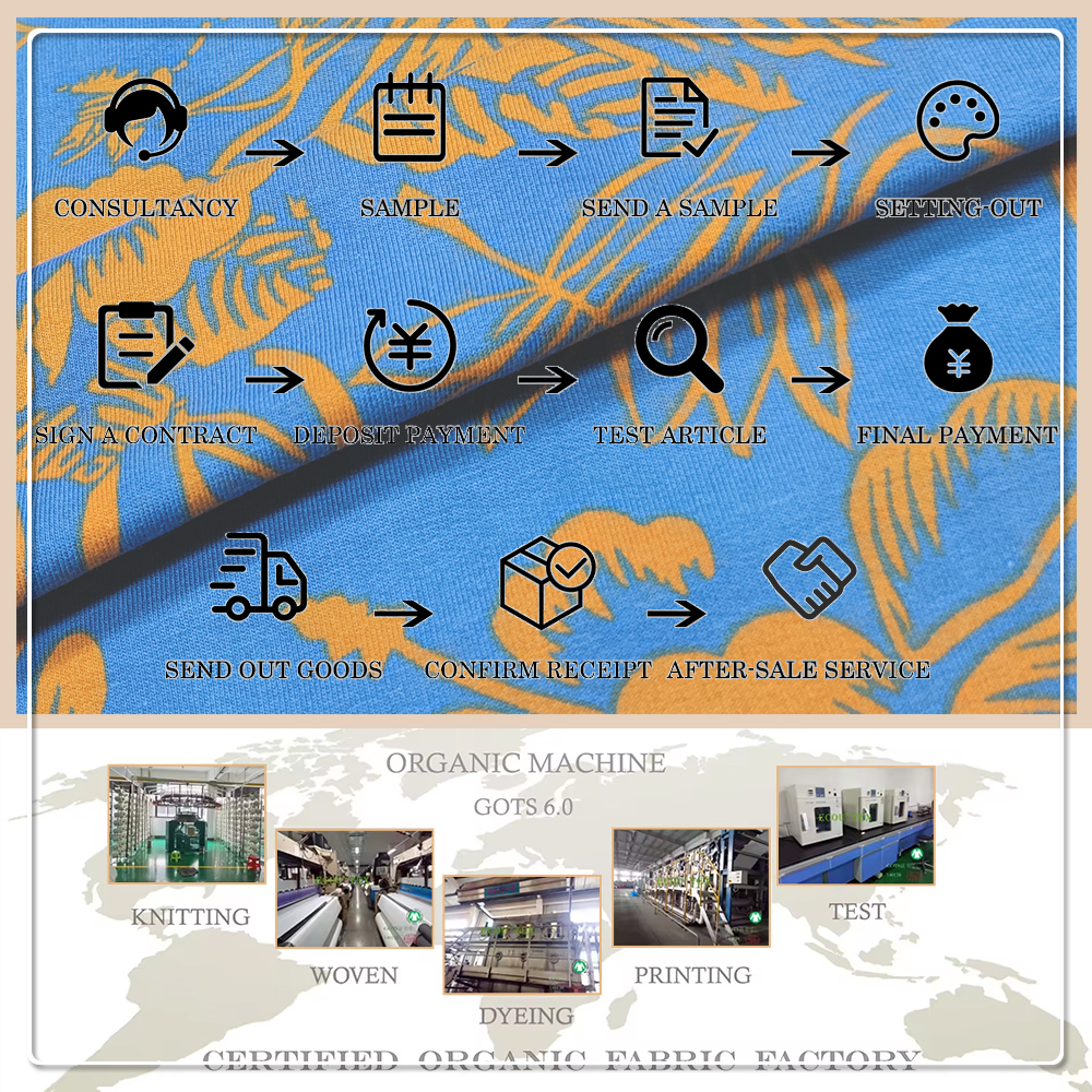 Digital Printed Eco-Friendly Breathable Moisture-Absorbent Lightweight 95%Organic Cotton 5%Spandex FrenchTerry Fabric