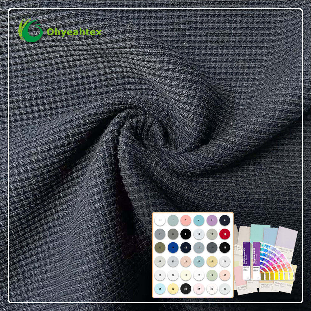 Dzianina waflowa z bawełny organicznej Oeko-Tex Standard 100%, gramatura 400 g/m2, szerokość 170 cm, odprowadzanie wilgoci, oddychająca, idealna na koce i narzuty