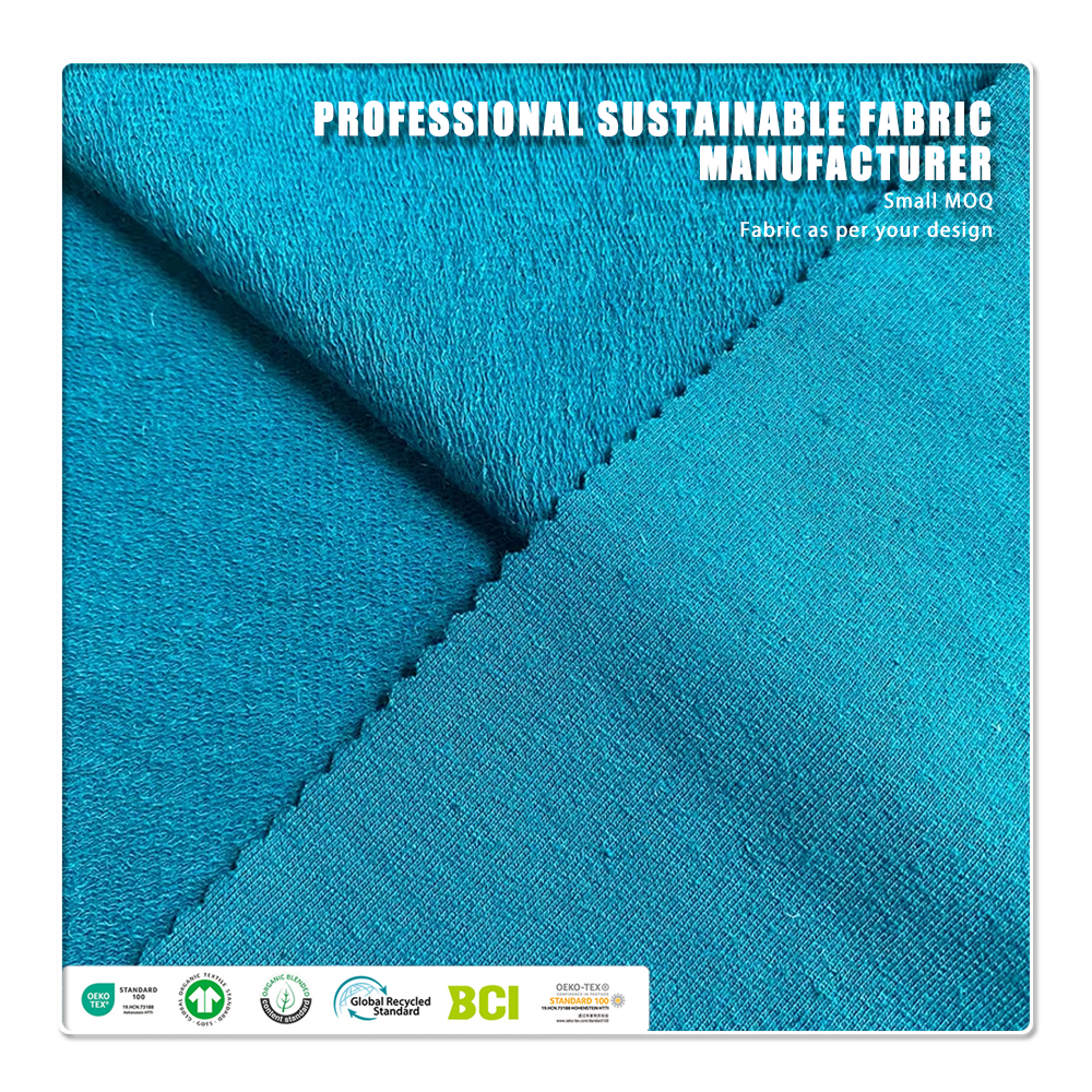 Special Design Organic Eco-Friendly 240Gsm Knitted Cotton Hemp French Terry Fabric with Stretch Breathable Features for Sweater