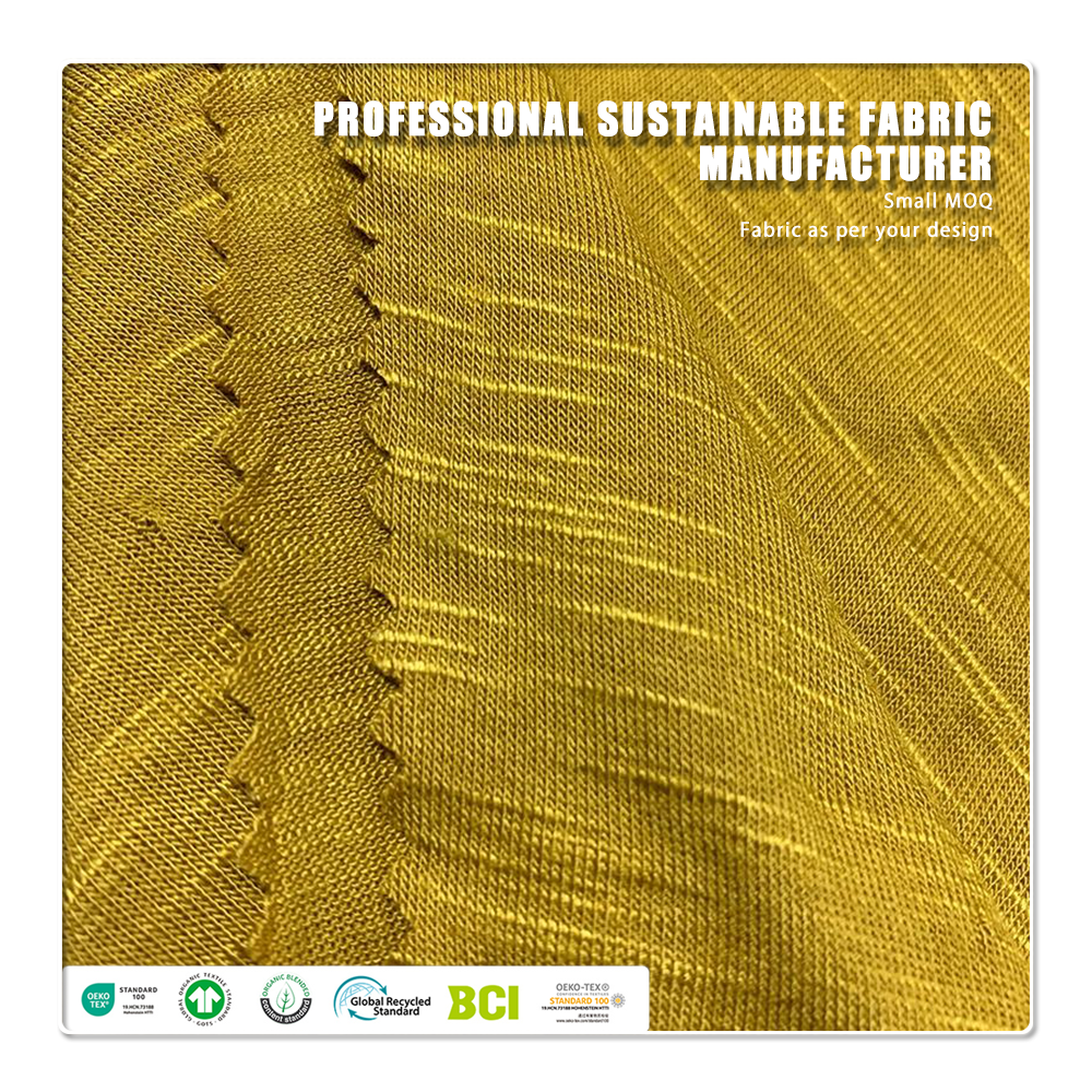 Eco-Friendly Moisture-Absorbent Breathable 95% Viscose 5% Spandex Slub Single Jersey Knitted 220GSM Fabric