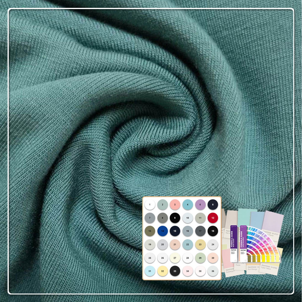 Mint Green 220GSM Bamboo Organic Cotton Spandex Jersey Fabric with Anti-Bacteria & Eco-Friendly Features for Apparel-Sportswear