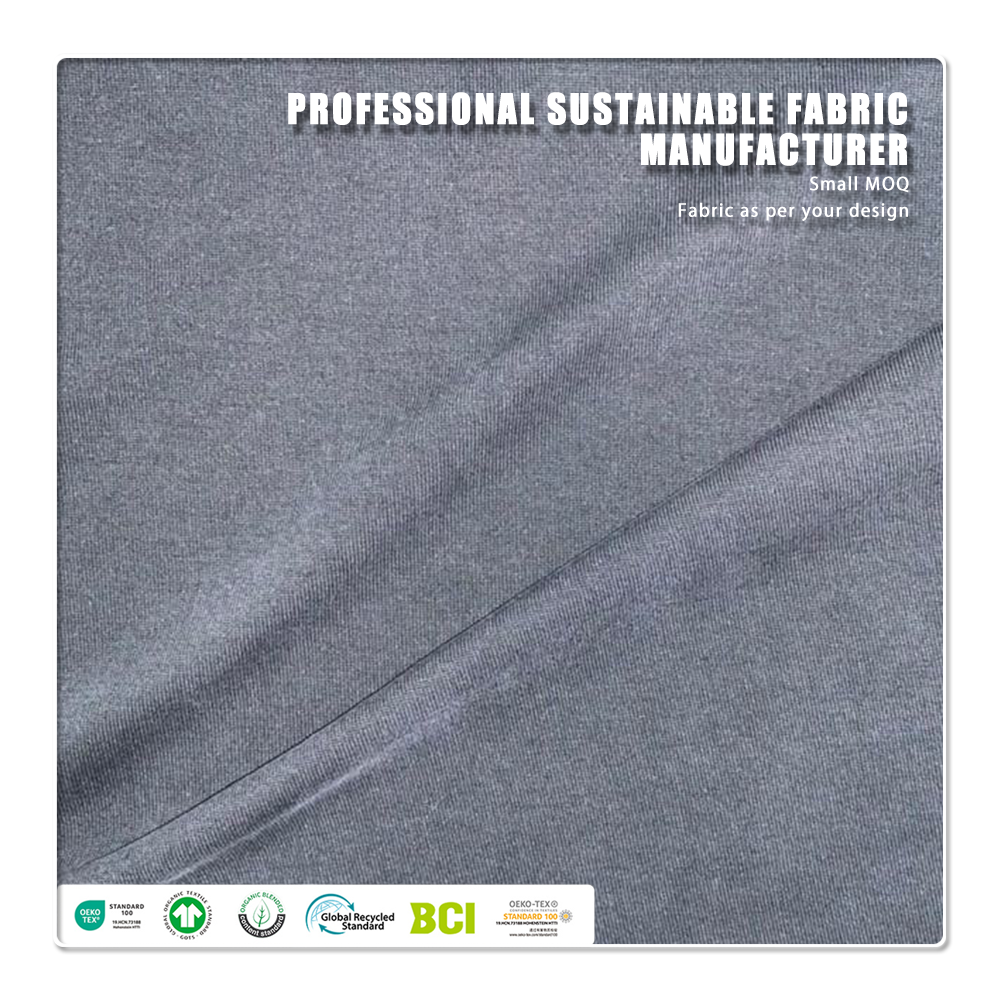 قماش جيرسي ناعم الملمس من مزيج الرايون/البوليستر العضوي الصديق للبيئة، بوزن 185 غرام/متر مربع وعرض 160 سم، مصبوغ بلون سادة، مناسب للملابس الداخلية والفساتين.