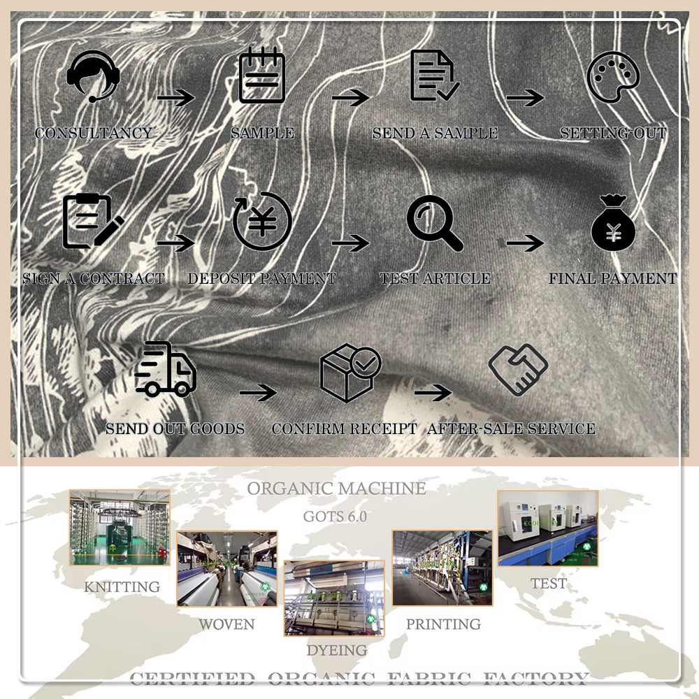 GOTS Certified Organic Eco-Friendly Anti-UV Breathable Printed Enzyme Wash 95% Cotton 5% Spandex Fabric for Baby & Kids Clothing