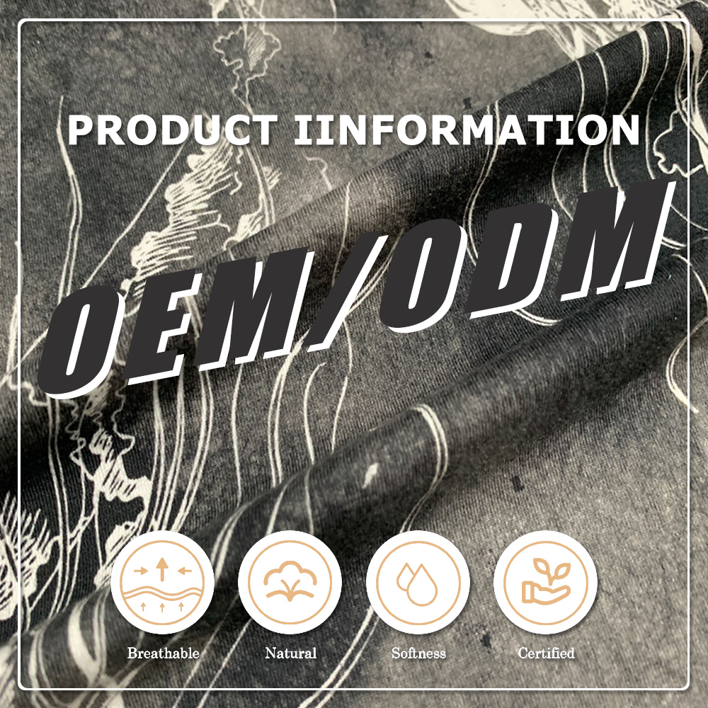 GOTS Certified Organic Eco-Friendly Anti-UV Breathable Printed Enzyme Wash 95% Cotton 5% Spandex Fabric for Baby & Kids Clothing