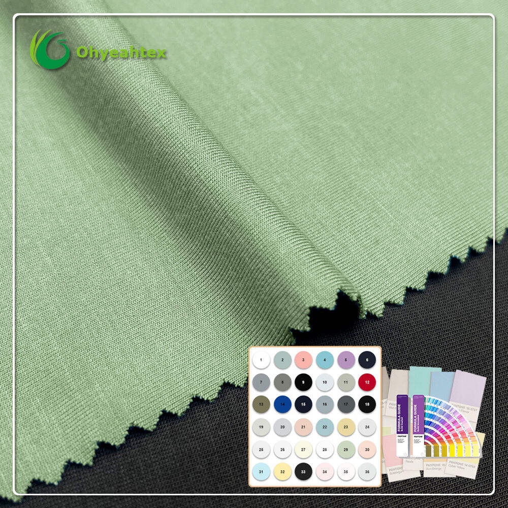 Eco-friendly Super Soft Stretch Moisture-Absorbent Breathable 93% Bamboo Lyocell 7% Spandex Fabric for Sportswear