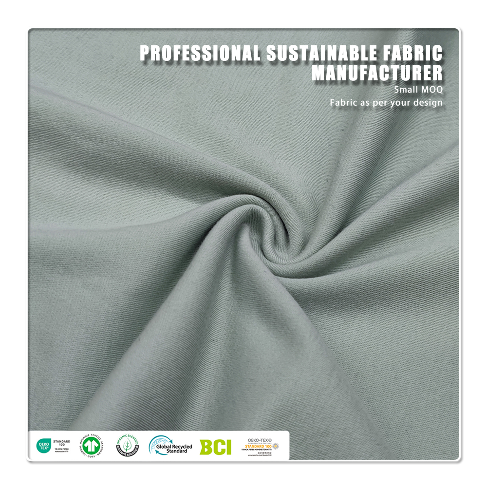 قطن عضوي مع لافندر بمواصفات 200 جم/م² و170 سم، مُصدَّق من Oeko - نسيج إنترلوك مصبوغ بصبغة نشطة للتيشيرتات