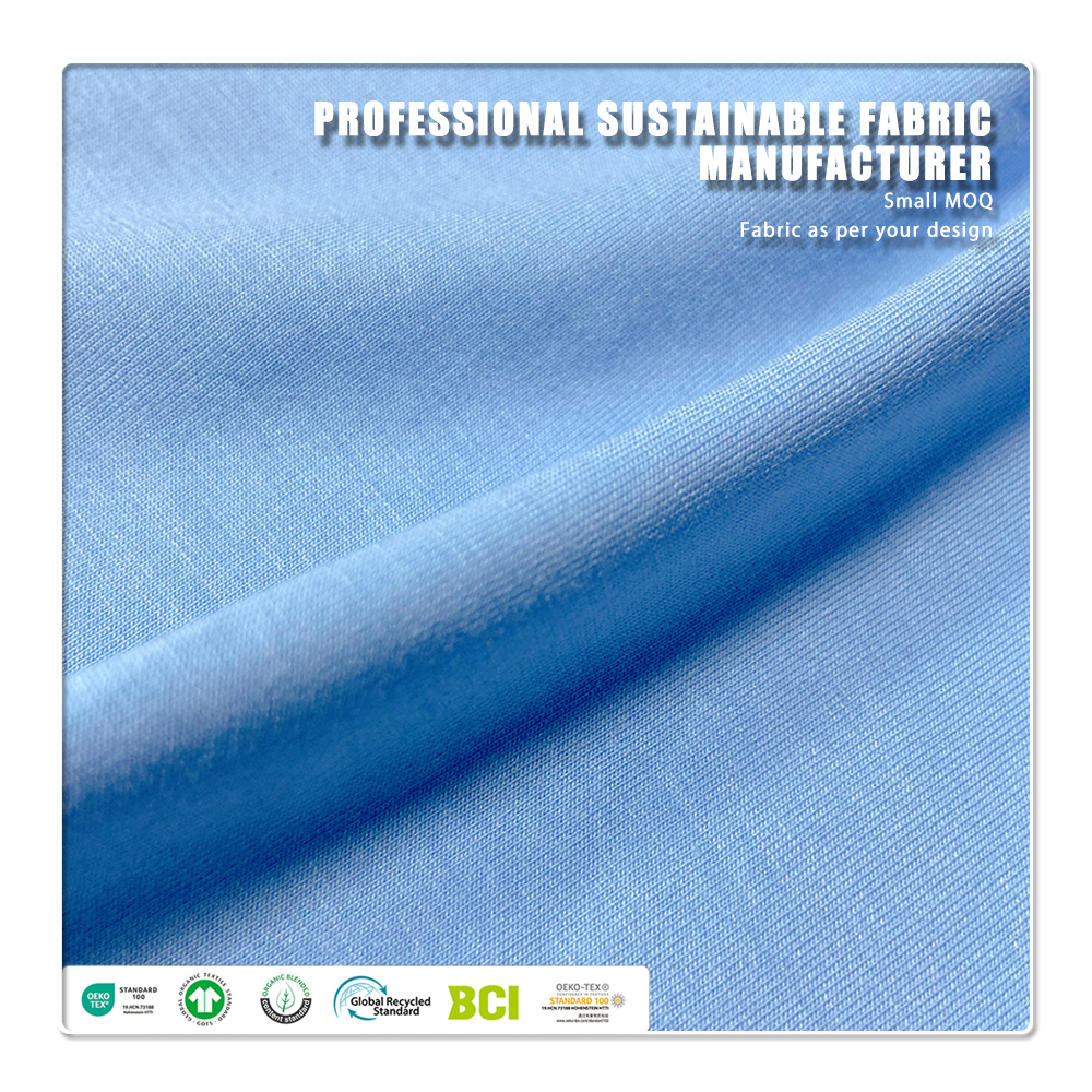 Eco-Friendly 94% Organic Cotton 6% Spandex Moisture-Absorbent Breathable Lightweight Jersey Fabric for Apparel T-Shirts