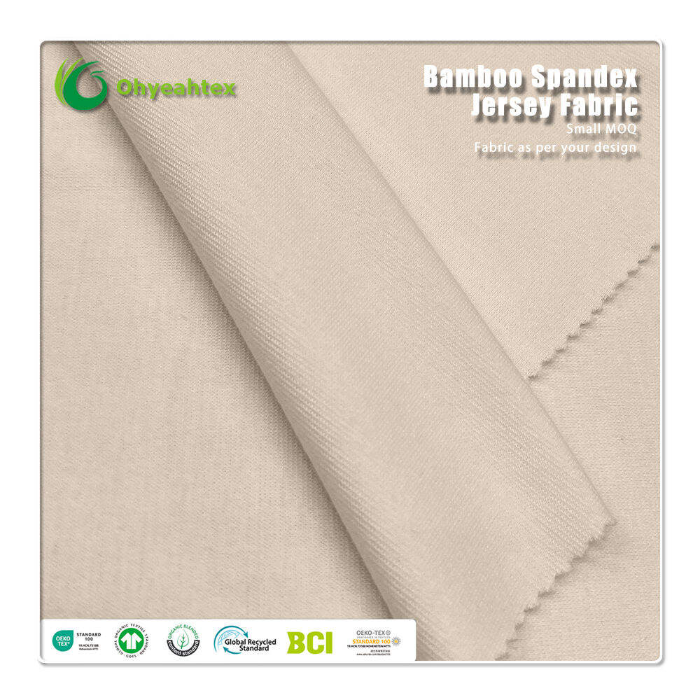 OEM&ODM Eco-friendly 100% Bamboo Fiber Jersey Fabric Anti-Bacteria Moisture-Absorbent Breathable Features for Garment Apparel
