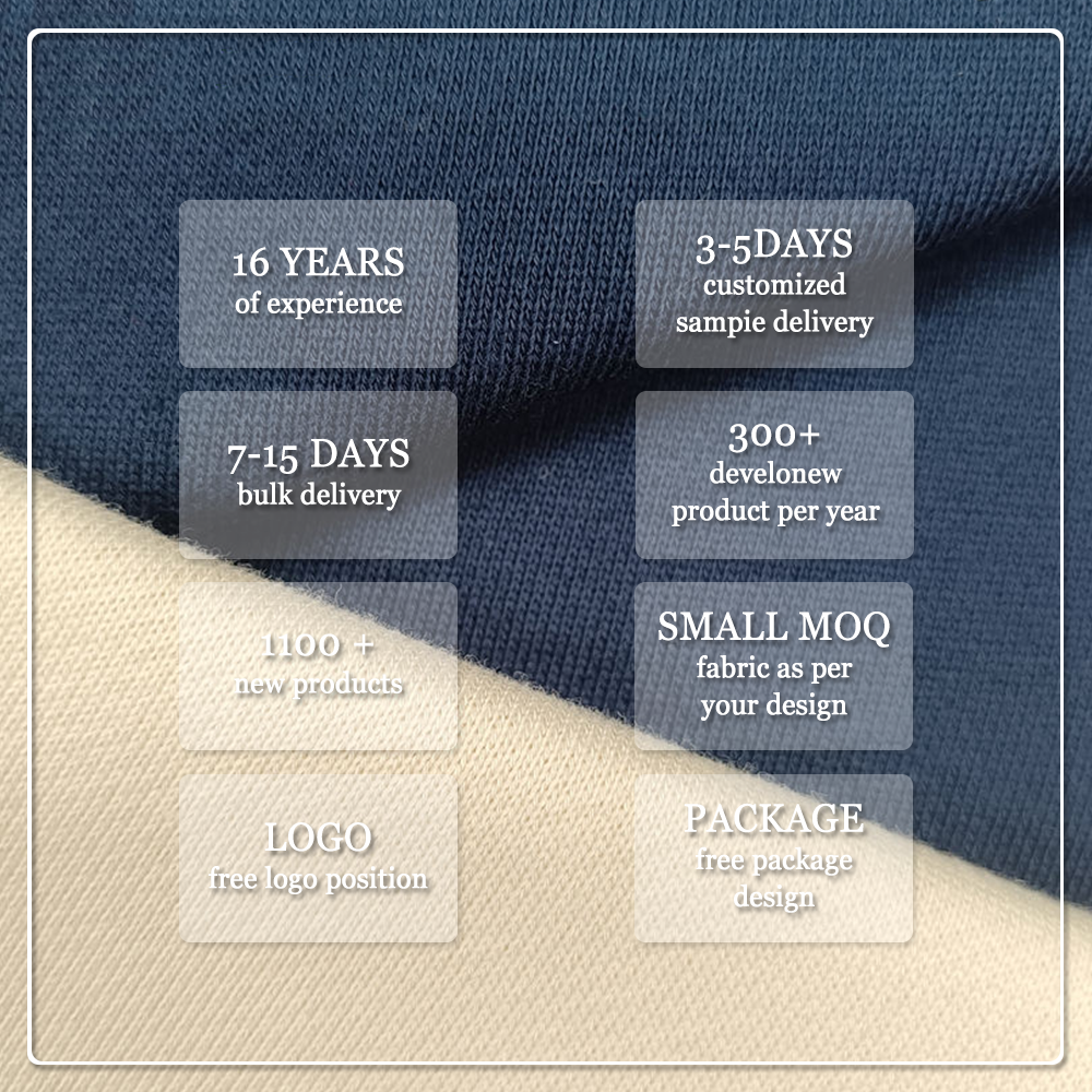 Оптовая продажа гладкокрашенной трикотажной ткани французский трико из 100 % хлопка (расчёсанного), плотностью 400 г/м², экологичной, эластичной — для толстовок на осень и зиму