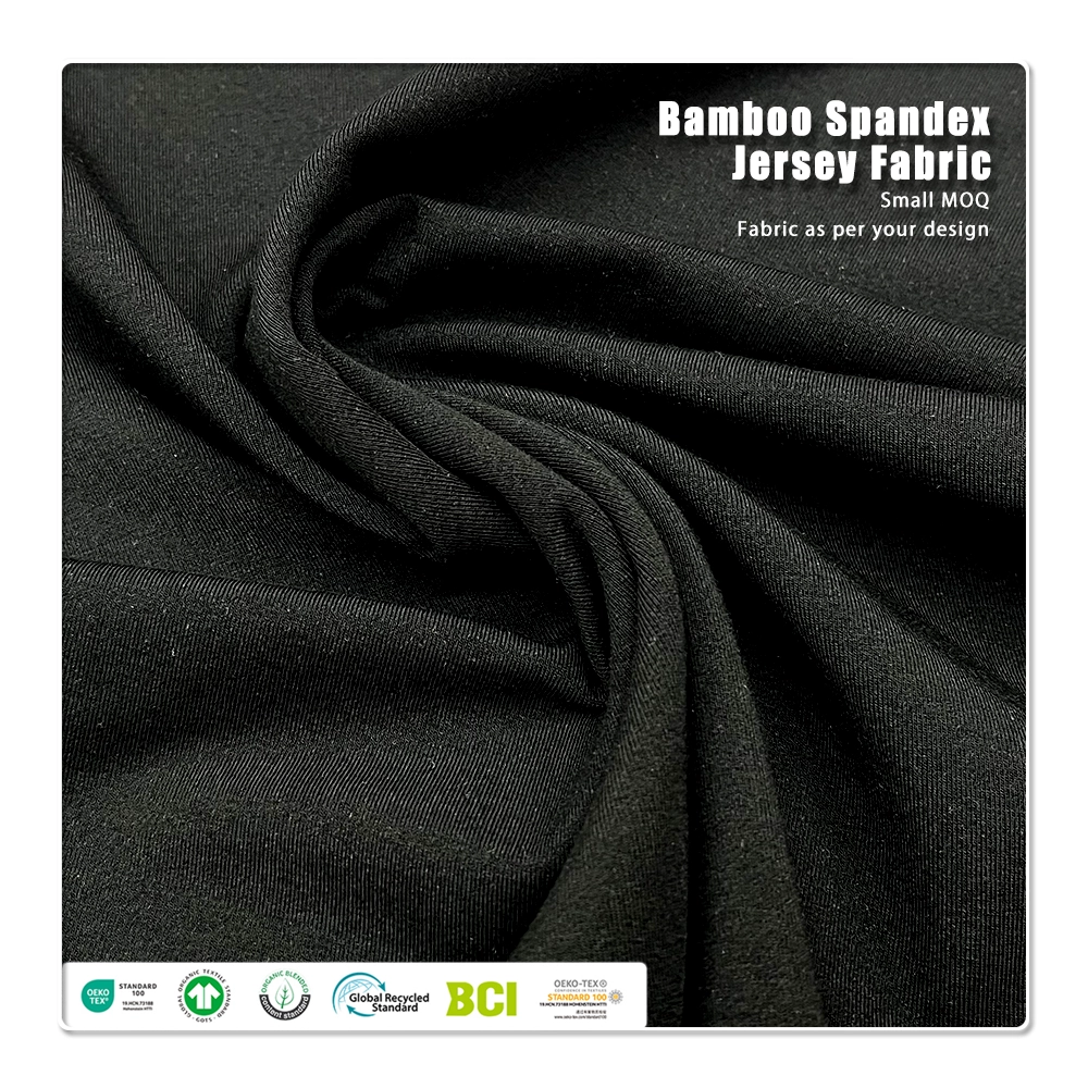 Erittäin kulumis- ja muodon säilyttökestävä 280gsm 68% bambua 24% nailonia 8% spandexia neulosta valmistettu kangas talvivarusteisiin