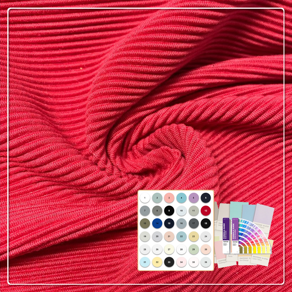 Extra mjuk, miljövänlig 2 × 2 ribbväv – 100 % polyester, antistatisk och elastisk, 210 g/m², för damklänningar (OEM/ODM-stöd ges)