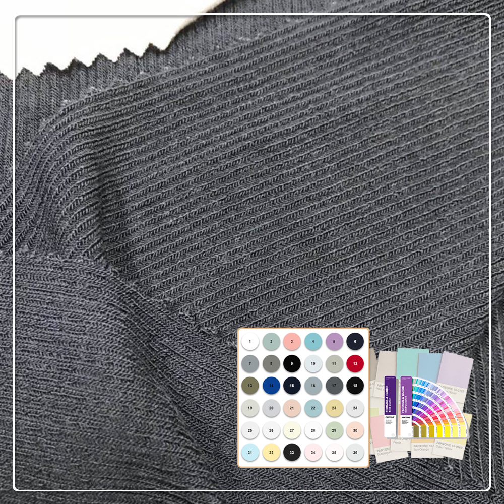 Eco-friendly Breathable Stretch Knit 95% Bamboo 5% Spandex 2x1 Bamboo Ribbed Fabric for Garment Cuffs