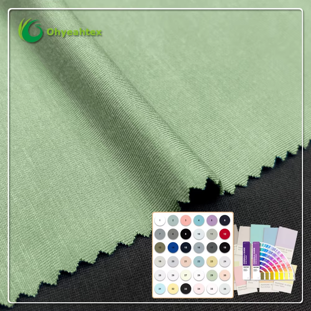 Funktionsstoff mit Feuchtigkeitsableitung 45 % Bambus 20 % Seacell 29 % Sorona 6 % Spandex Single-Jersey-Stoff für Sportbekleidung