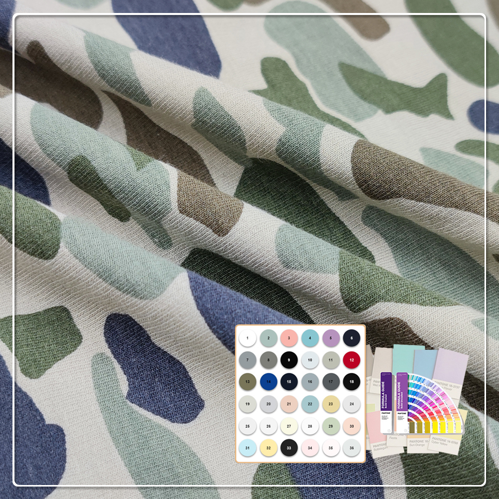 Certyfikowany Oeko fleec z bambusa, poliestru i spandexu 235 g/m² / 165 cm – żywy nadruk reakcyjny do bluz z kapturem