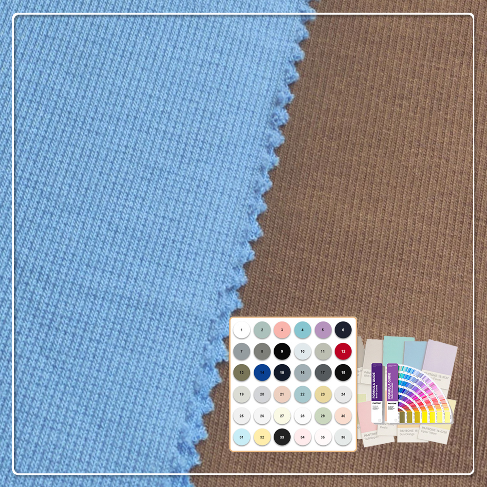 Organic Cotton Bamboo Fiber Blended 32S 2x2 Rib Fabric-Anti-Bacteria Moisture-Absorbent Breathable for Baby Kids Men Activewear