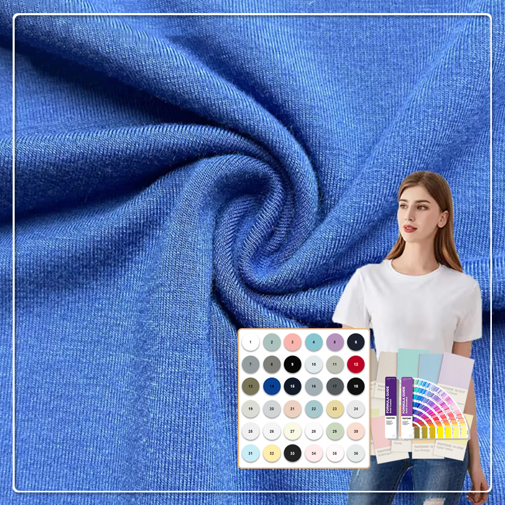 पर्यावरण के अनुकूल, पुनर्चक्रित पॉलिएस्टर सिंगल जर्सी वेफ्ट निट फैब्रिक — श्वासोच्छ्वास योग्य और त्वरित-शुष्क, जलरोधक, हल्का, खेल परिधान के लिए