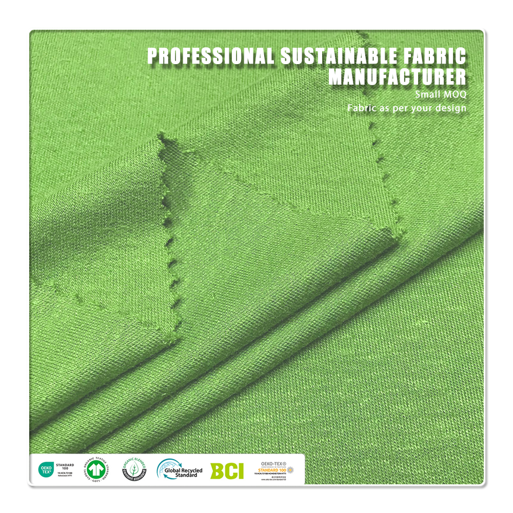 Eco-friendly Bamboo Hemp Interlock High Stretch Moisture-Absorbent Breathable Anti-Odor 240gsm Fabric for Sportswear