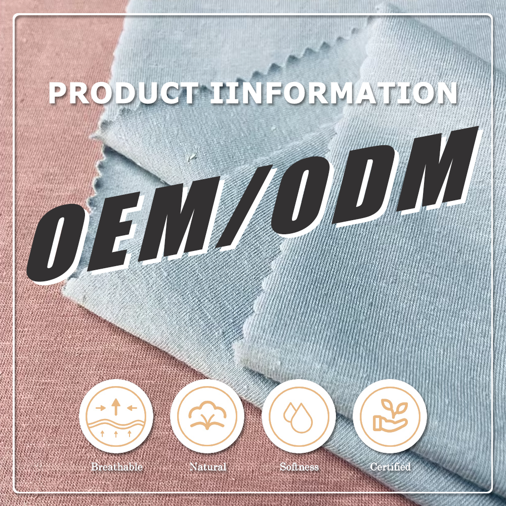 Anti-Bacteria Stretch Wicking Anti-Mildew UV Protection 220gsm Medium Weight Single Jersey Organic Cotton Hemp Spandex Fabric