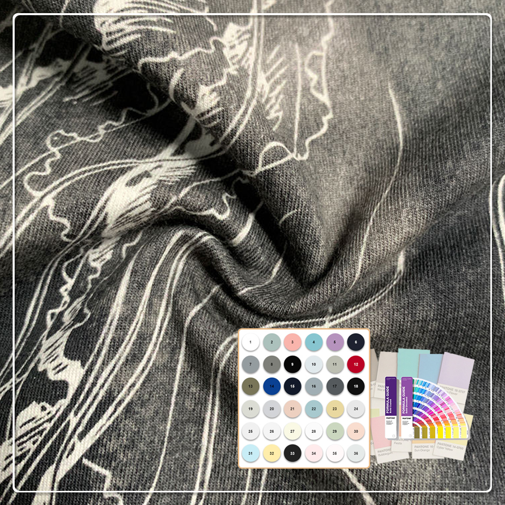 GOTS Certified Organic Eco-Friendly Anti-UV Breathable Printed Enzyme Wash 95% Cotton 5% Spandex Fabric for Baby & Kids Clothing