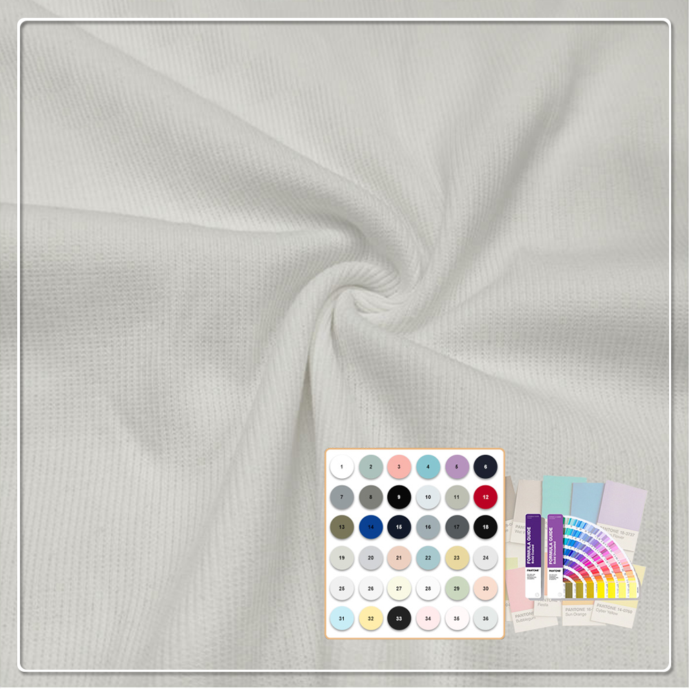 Atmungsaktiver 68 % Bio-Baumwolle, 28 % Bambus, 4 % Elasthan, 2x2-Rippenstrickstoff mit UV-Schutz, feuchtigkeitsabsorbierend, dehnbar, für Sportbekleidung (260 GSM)