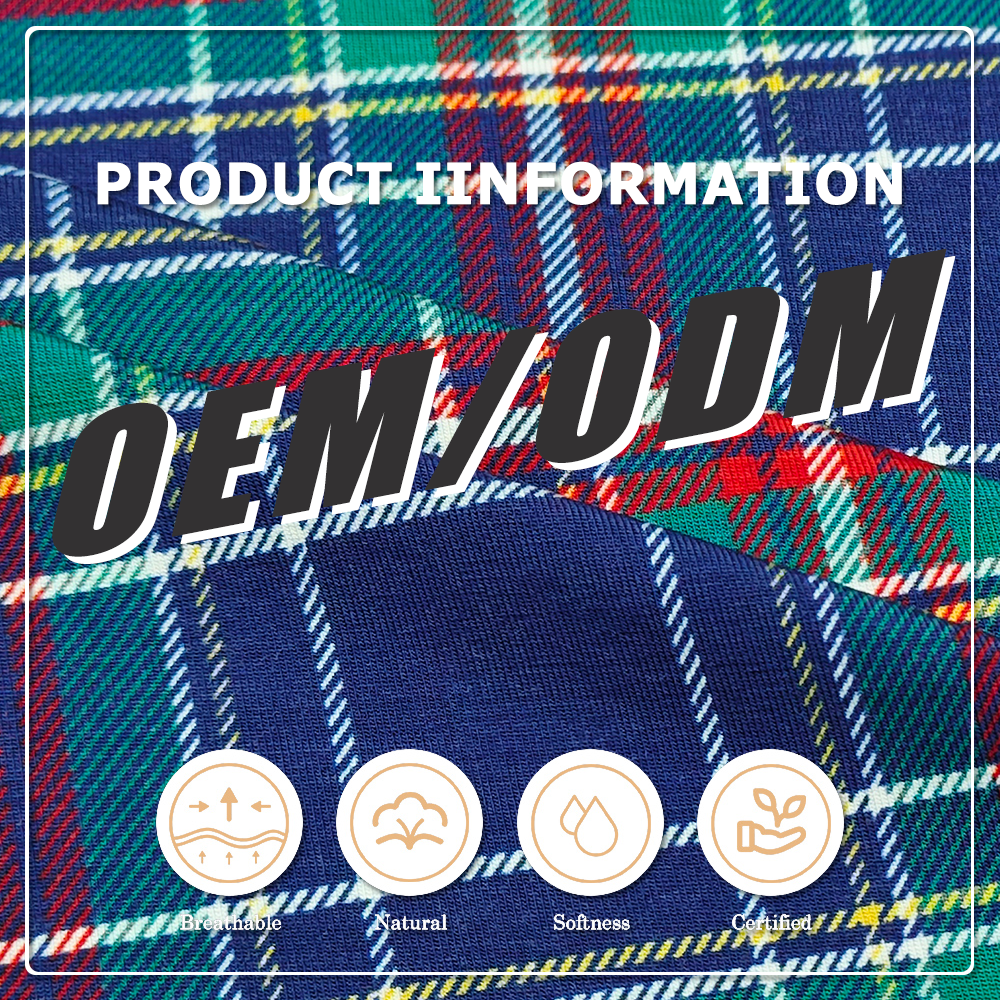 Classic Tartan Plaid Print Bamboo Spandex Jersey – 95% Bamboo 5% Spandex, 220gsm Medium-Weight, 170cm Width, Soft Stretchable Fabric for Shirts, Dresses & Everyday Fashion