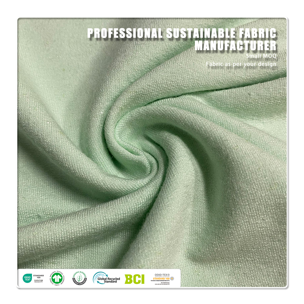 Stretch Hemp Bamboo Blend French Terry Fabric Anti-Bacteria & Moisture-Absorbent Eco-Friendly Medium Weight for Garments