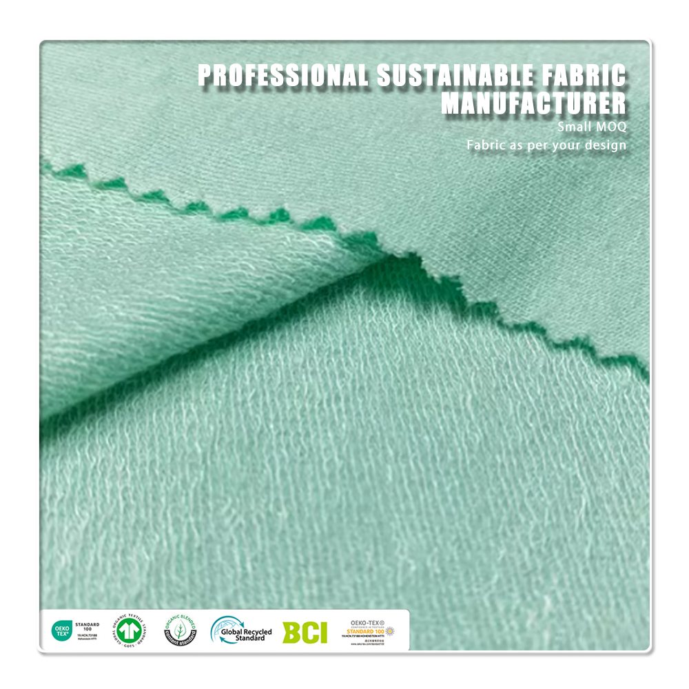 Eco-Friendly 67% Bamboo 28% Hemp 5% Spandex Breathable Anti-Bacteria Moisture-Absorbent Fleece Fabric for Lingerie Activewear