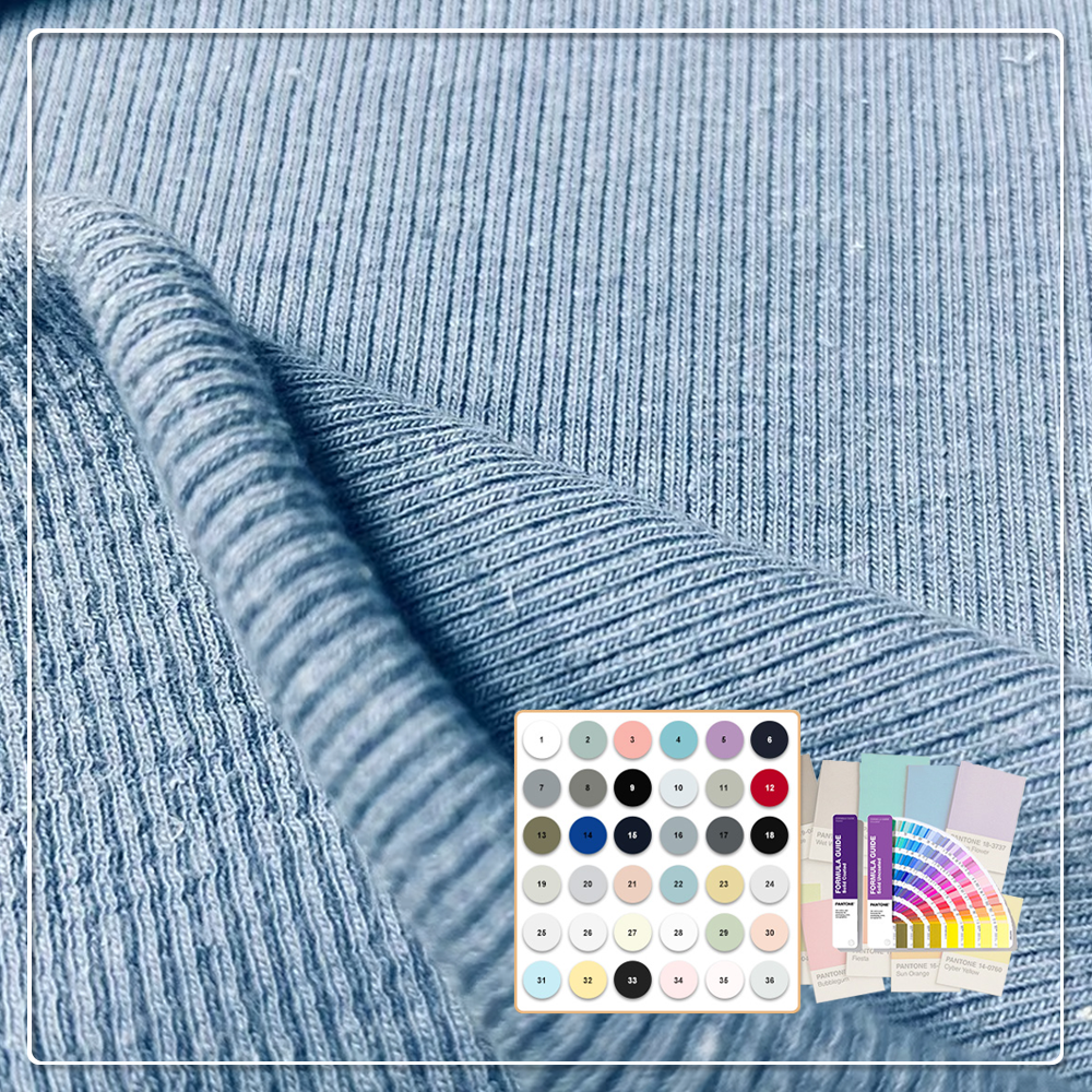 Oeko-Tex Certified Combed Cotton Breathable Anti-Bacteria Anti-Odor Medium Weight Knit Rib Fabric 270gsm for Hoodie Cuffs