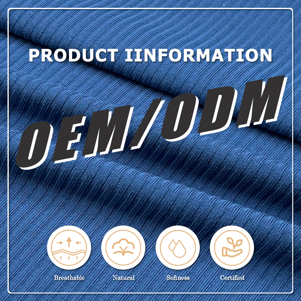 Erittäin sileä hengittävä 95% mikrobambua 5% spandexia 1x1 raitakankaiden nukkumisasusteet