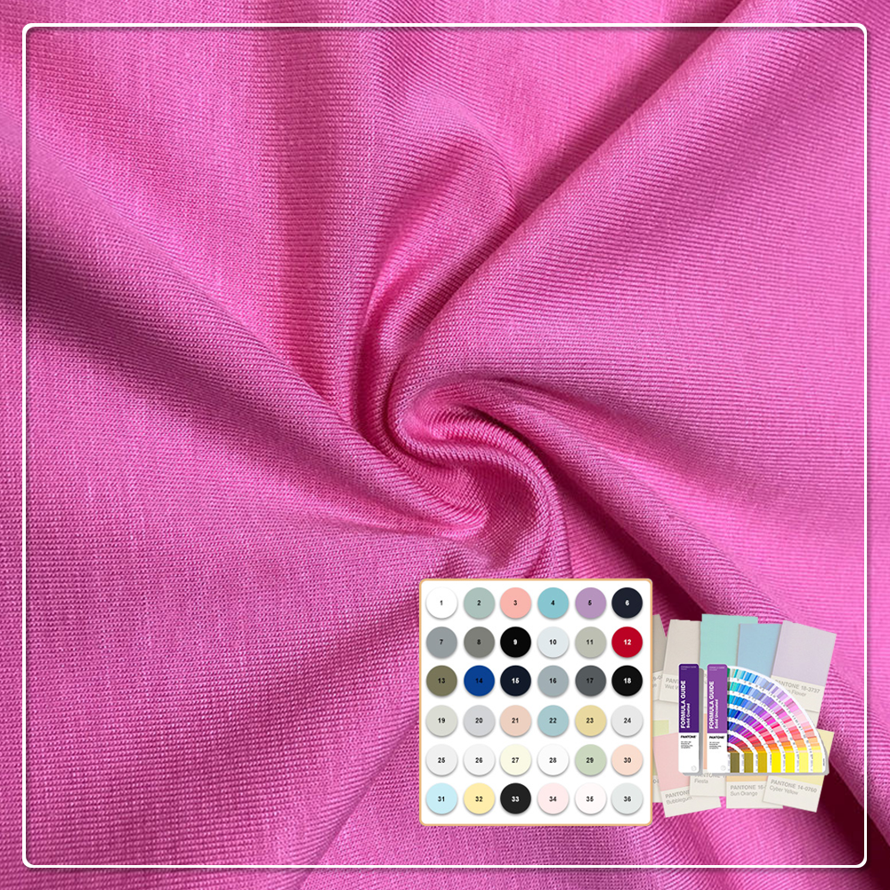 OEKOTEX-100-certifierad 100 % rayon enkel jersey-väv, lättviktig 160 g/m² med stretch för kläder och beklädnad