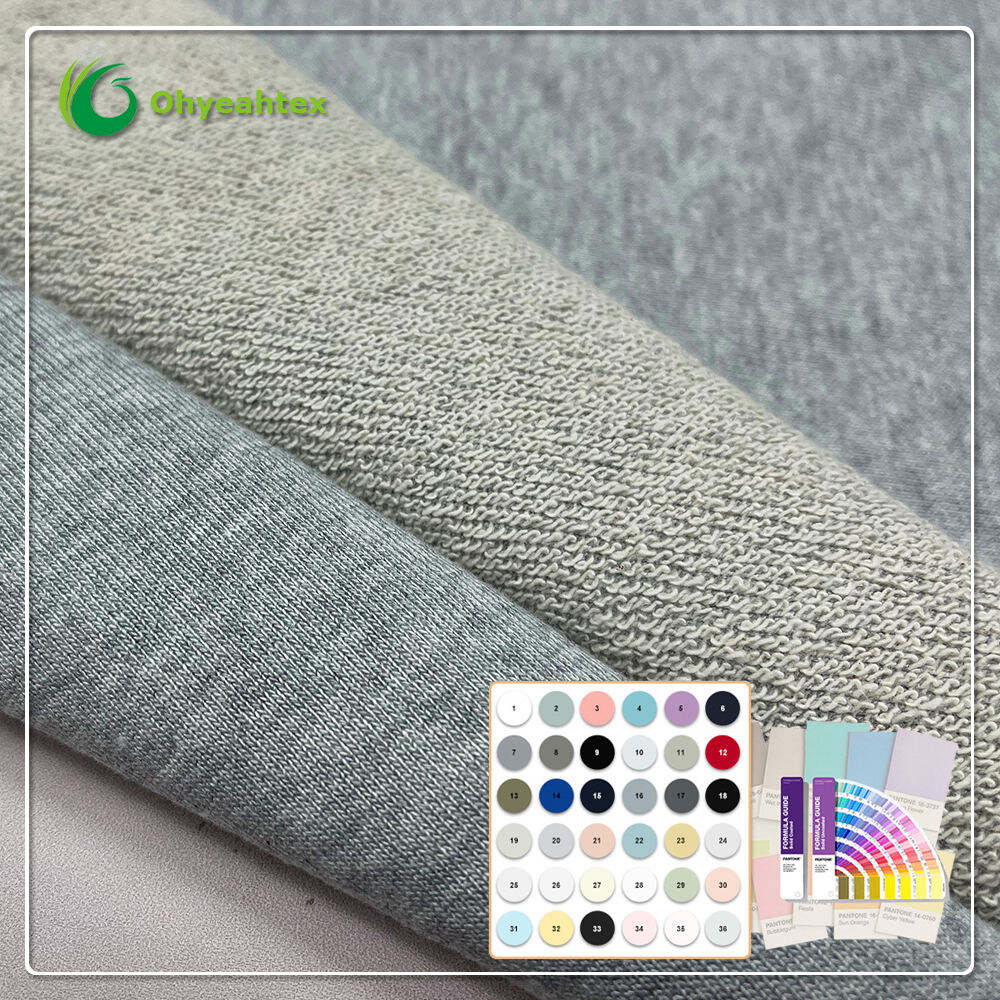 Schwerer, atmungsaktiver, 400 g/m² schwerer, gebürsteter French-Terry-Stoff aus Bio-Baumwolle mit Bambusanteil für Sweatshirts