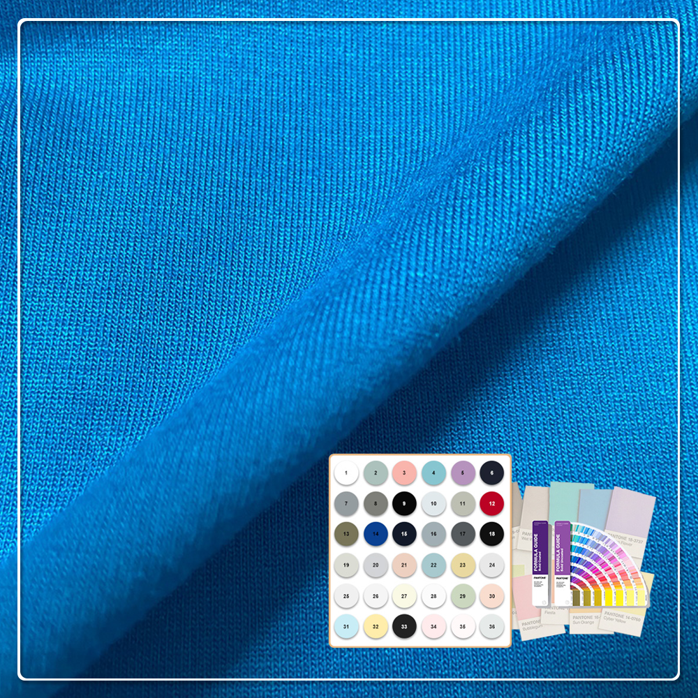 Tissu jersey de rayonne écologique, composé à 95 % de viscose et à 5 % d'élasthanne, d'épaisseur moyenne et teint uni, idéal pour la lingerie, convenant aux femmes et aux hommes.