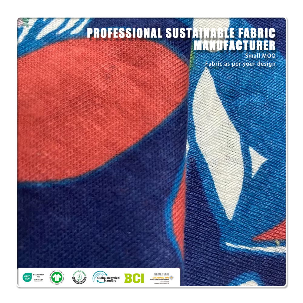 Sürdürülebilir, Çevre Dostu, Dijital Baskılı Örme %100 Keten Kumaş, Nefes Alabilir ve Nem Çekici, Hafif Ağırlıkta, 160 g/m², Çocuk Giysileri İçin