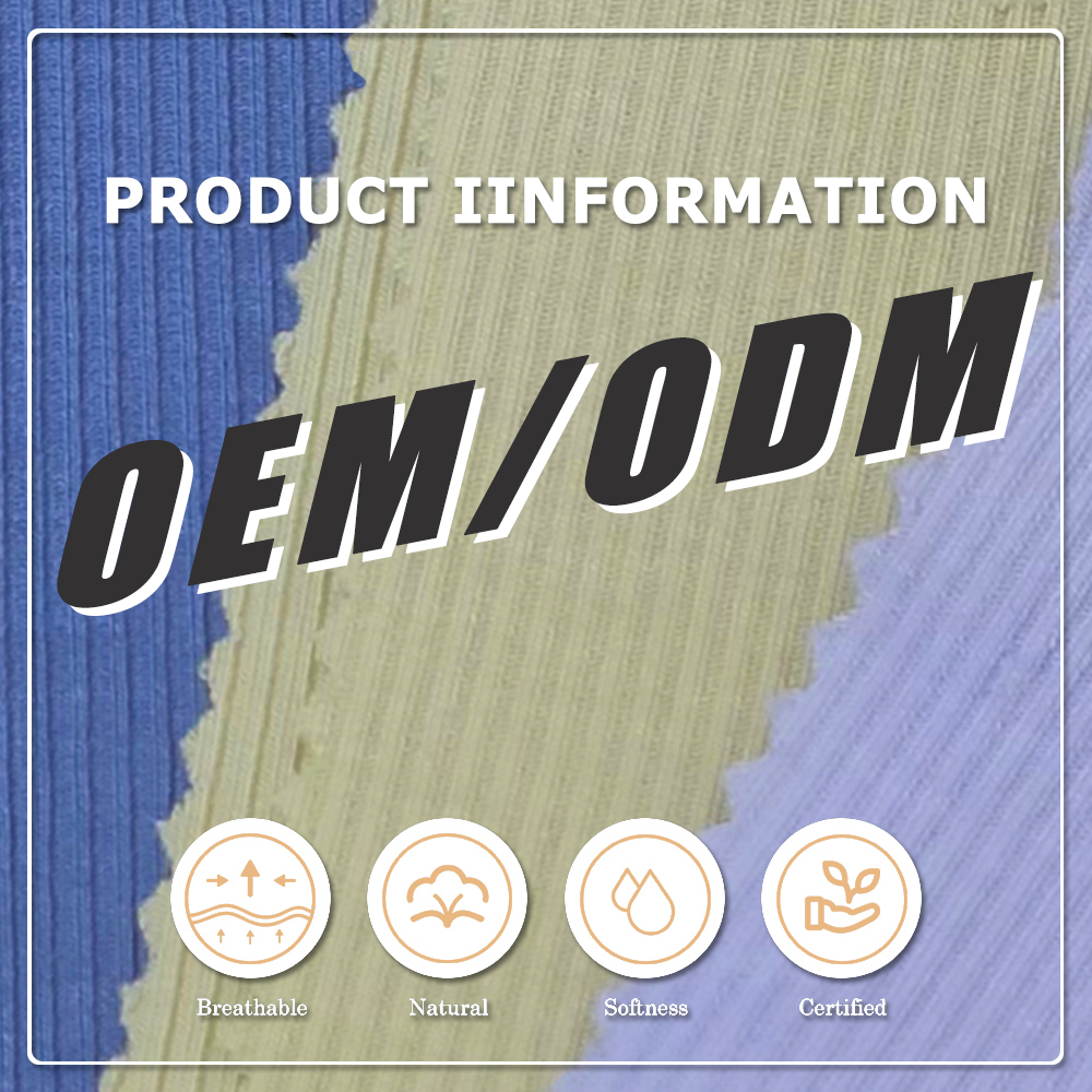 Organisk miljövänlig 210 g/m² 56 % Modal, 37 % Acetat, 7 % Spandex, elastisk 2x2 ribbstickad tyg för klänningar till kvinnor samt barn- och bebiskläder