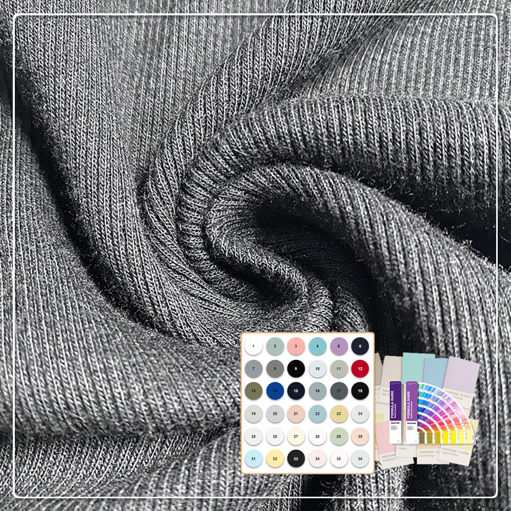 Fashion Bamboo Organic Cotton Spandex Stretch Heavyweight Rib Knit Fabric for Activewear Girls Hoodies
