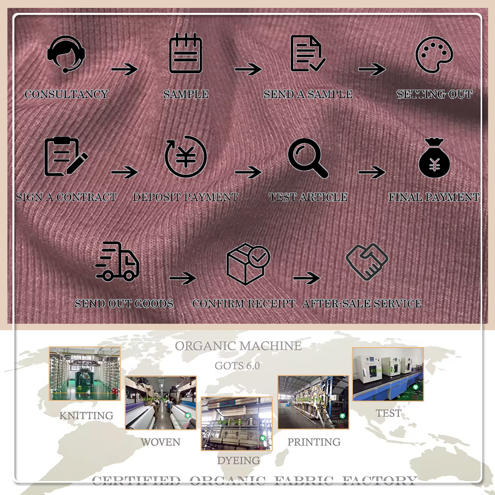 OEKO-TEX Certified 100% Bamboo Organic Cotton Spandex 220 GSM 2x2 Rib Fabric Anti-Bacteria Moisture-Absorbent Stretch Features