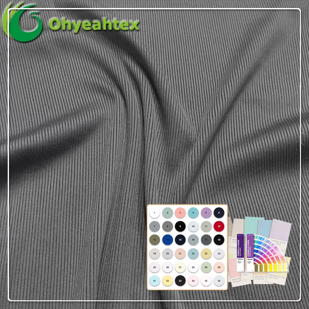 Umweltfreundliches 100 % Bambusfaser 290 g/m² atmungsaktives 2*2-Rippenstrickgewebe für T-Shirts und Sportbekleidung