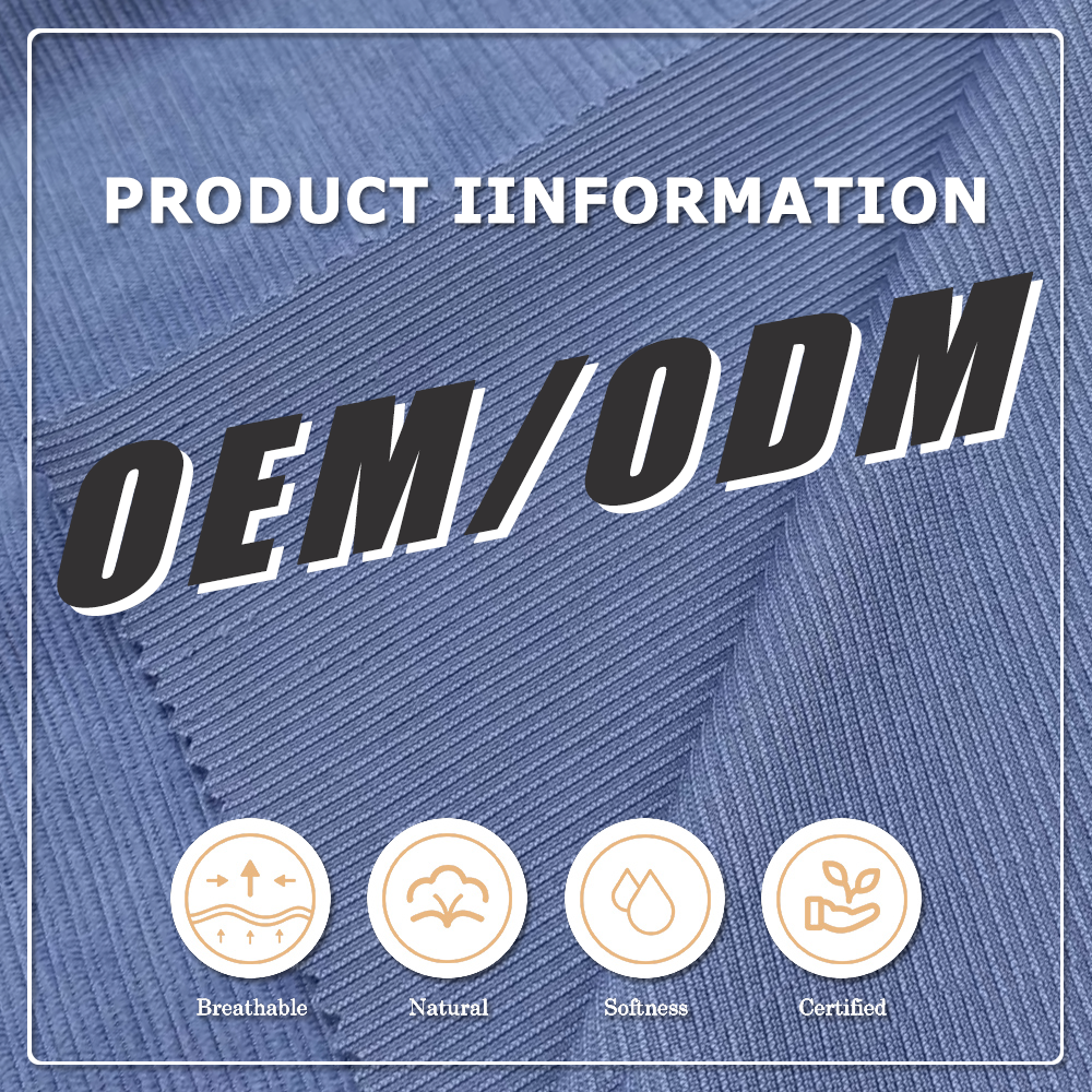 Új stílusú, 100%-os újrahasznosított poliészter kordbársony anyag, környezetbarát és lélegző, 270 g/m², ruházatra és pihenőruházatra