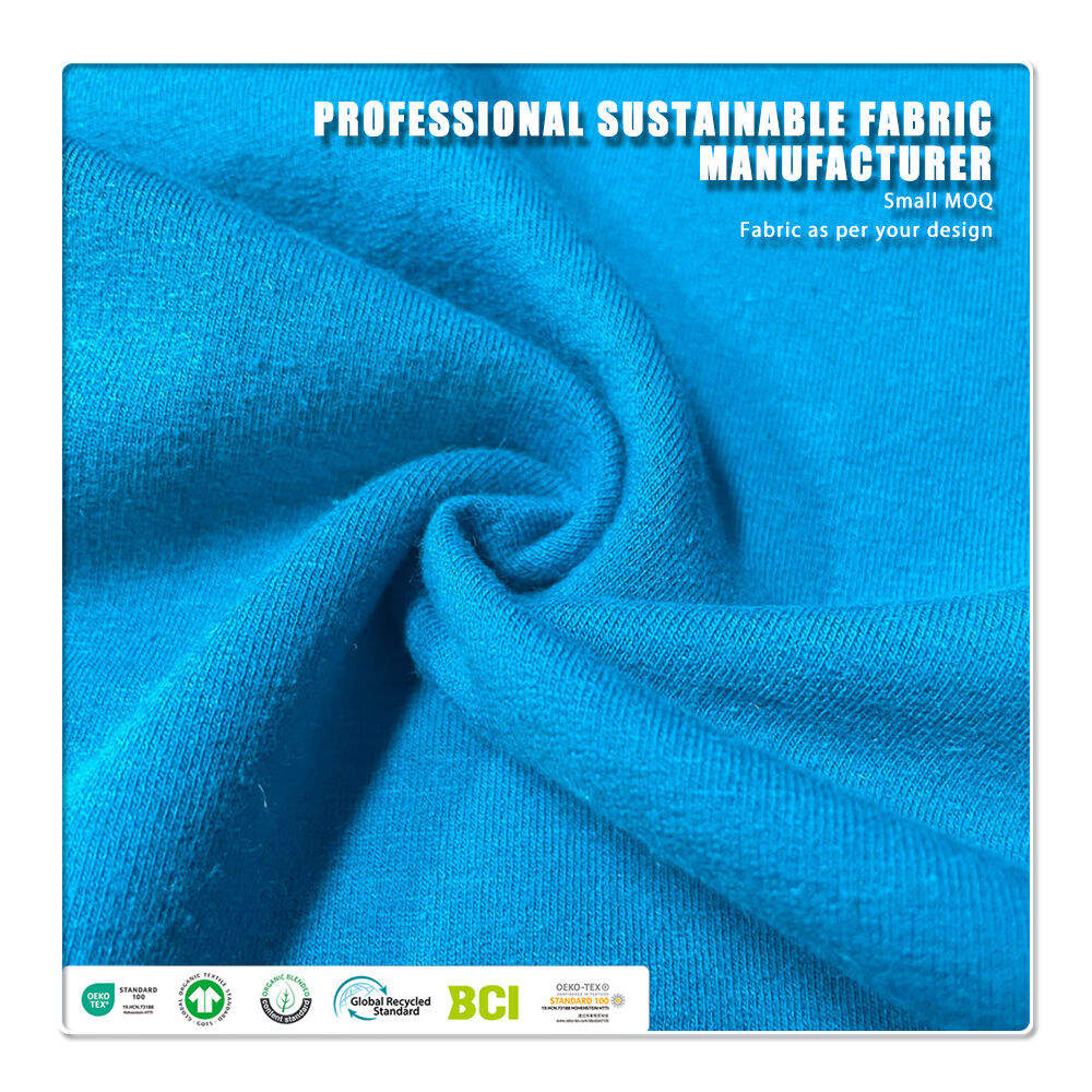 OEM/ODM Eco-friendly Knitted Stretch Moisture-Absorbent Breathable Plain Dyed 67% Organic Cotton 28% Hemp 5% Spandex Fabric