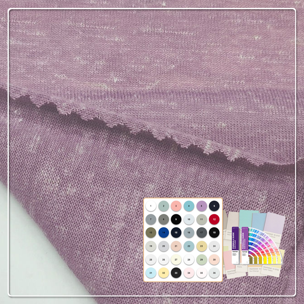 बच्चों के परिधानों के लिए निटिंग द्वारा बनाया गया 100% लिनन का एंटी-पिल, पर्यावरण-अनुकूल, श्वासोच्छ्वास करने योग्य, हल्का सिंगल जर्सी कपड़ा